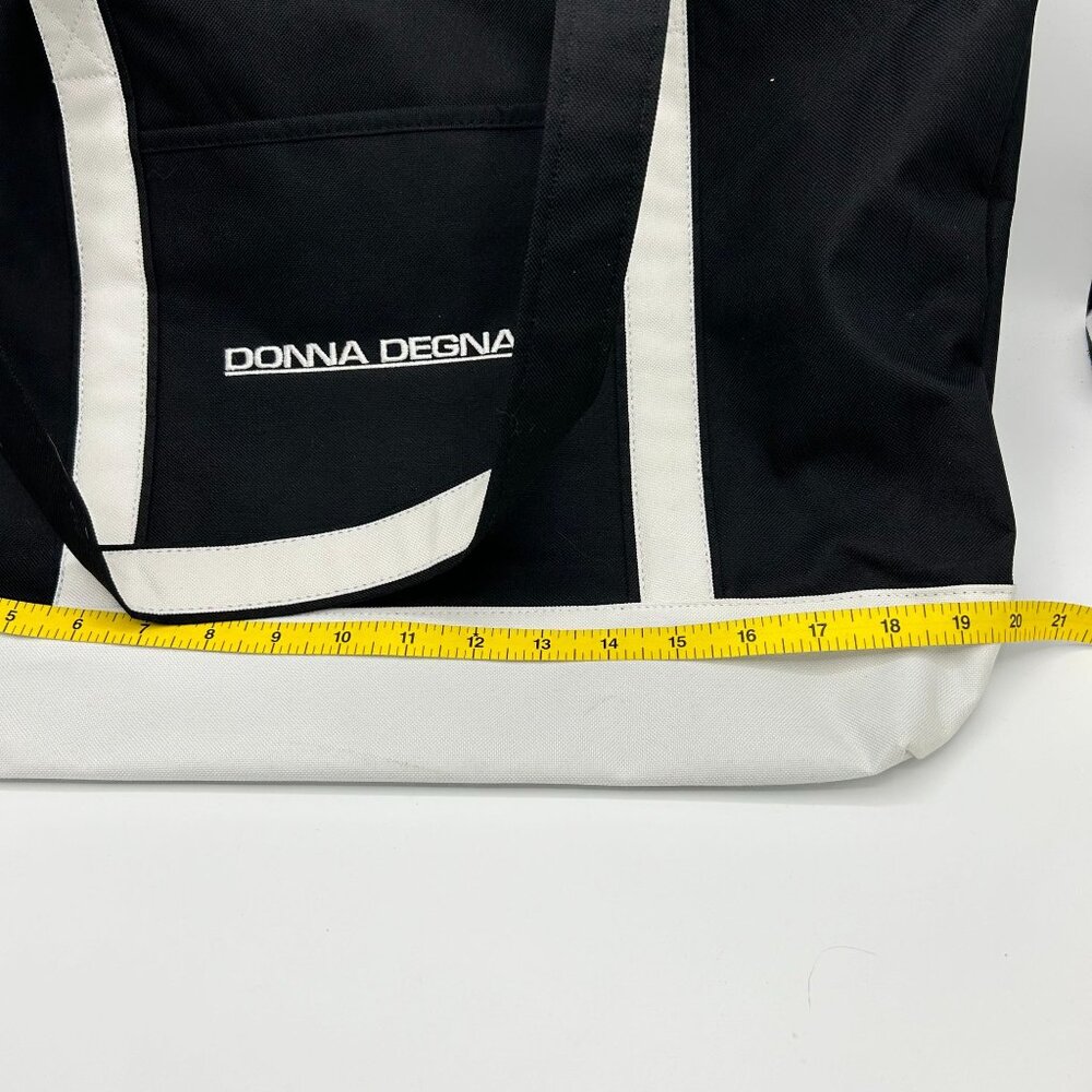Donna Degnan Black & White Tote Bag With Shoulder Straps And Front Pocket - Picture 4 of 5